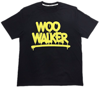 a black t - shirt that says woo walker in yellow